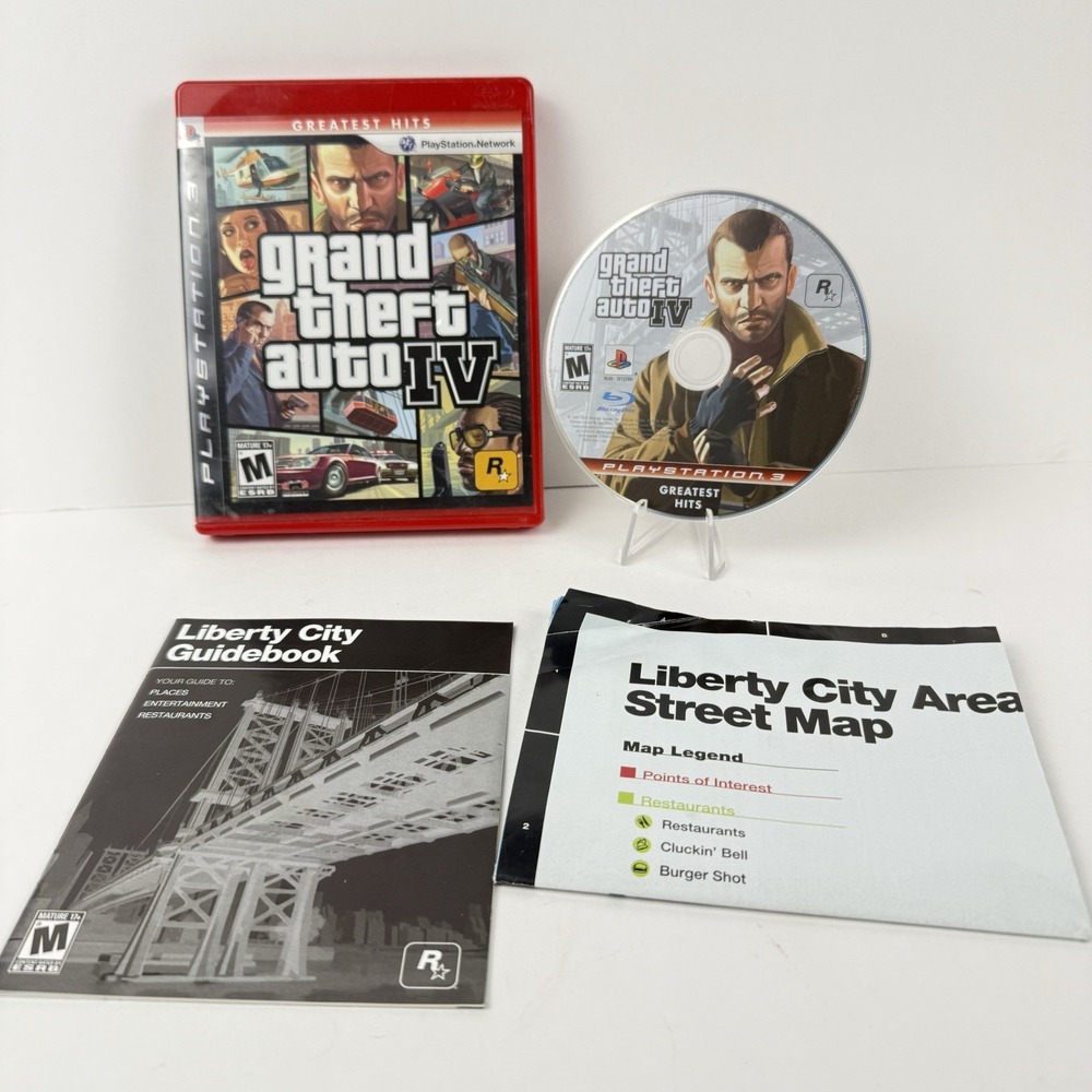 Grand Theft Auto IV (PlayStation 3, 2008) PS3 Complete W/ Manual & Map CIB *READ